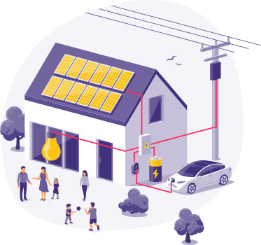 Home with a solar installation illustration