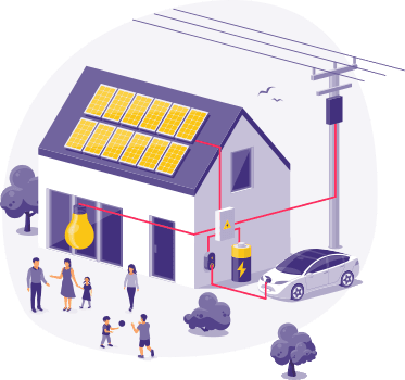 Home with a solar installation illustration